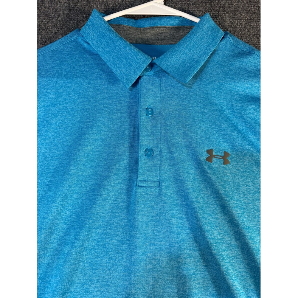 Under Armour Mens XL Playoff Polo Shirt Blue Heather Short Sleeve Golf Top